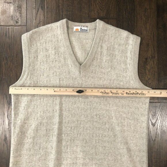 Vintage‎ Oster Size 42 Wool Sweater Vest Beige Tan V Neck Grandpa - Picture 4 of 11